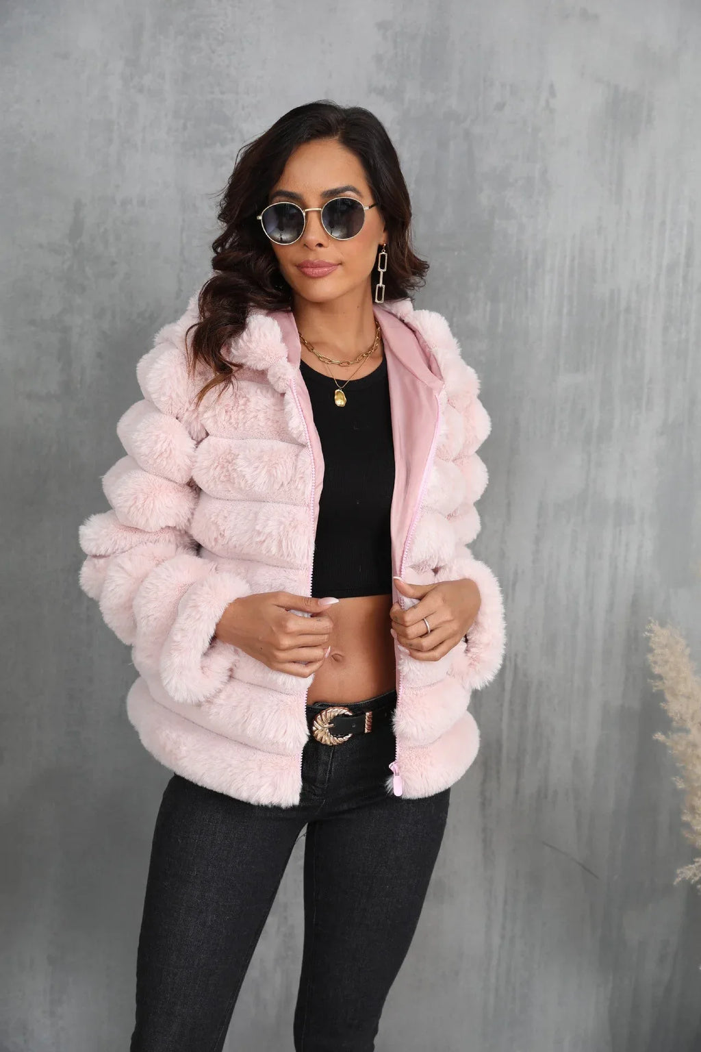 Raven Luxe Hooded Faux Fur Jacket - View 11 | TEVQA