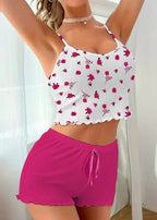 Floral Ribbed Cami & Shorts Set - View 35 | TEVQA