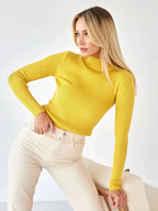 Soft Ribbed Mock Neck Sweater - View 26 | TEVQA