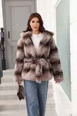 Faux fur coat with hood - View 11 | TEVQA