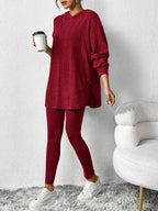 Ribbed Knit Hoodie and Leggings Set - View 11 | TEVQA