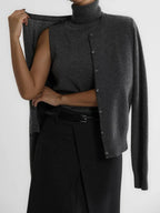 Classic knit vest and button cardigan ensemble - View 19 | TEVQA