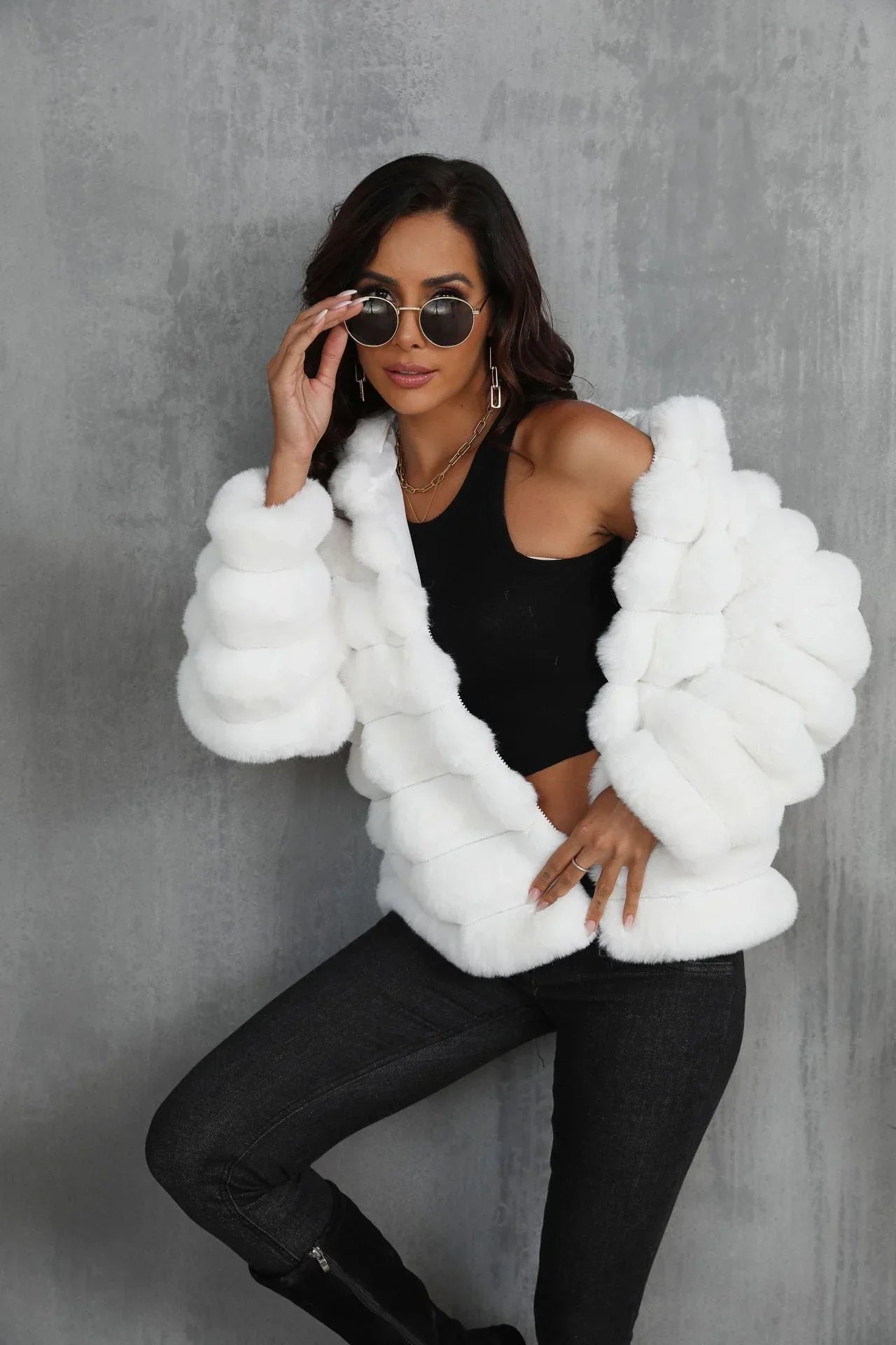 Raven Luxe Hooded Faux Fur Jacket - View 6 | TEVQA