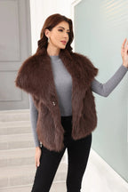 Oversized Lapel Faux Fur Vest - View 13 | TEVQA