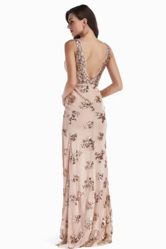 Floor Length Sequin Maxi Dress - View 14 | TEVQA