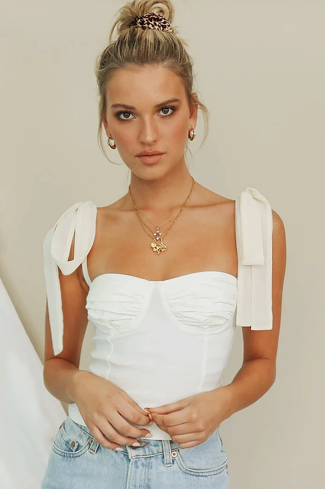 Lace Up White Tank Top - Dress In Beauty