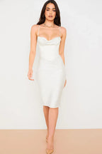 Satin Corset Midi Dress - View 19 | TEVQA