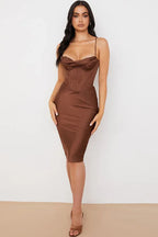 Satin Corset Midi Dress - View 25 | TEVQA