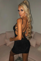 Sparkle mini dress with open back - View 9 | TEVQA