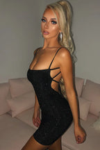 Sparkle mini dress with open back - View 10 | TEVQA