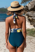 Floral Halter One-Piece Swimsuit - View 7 | TEVQA