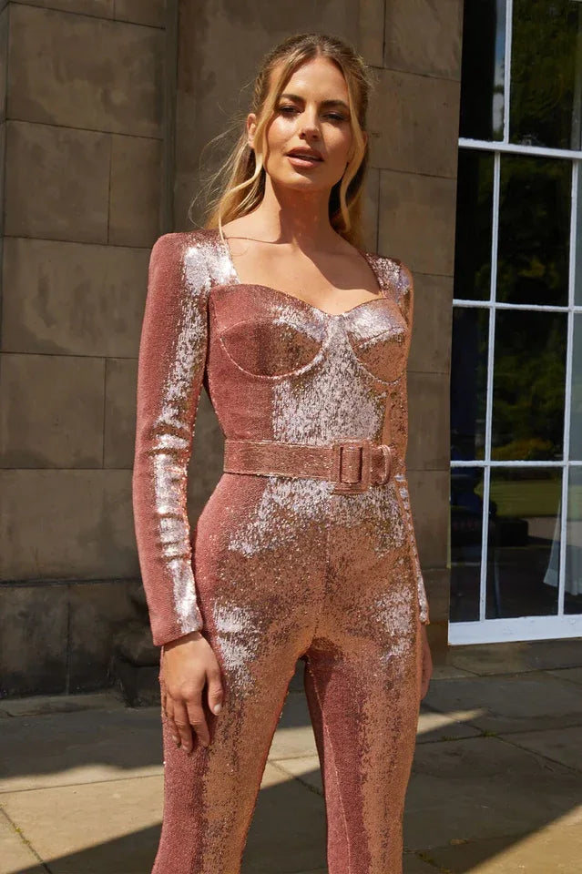 Marissa Sequin Jumpsuit - View 15 | TEVQA