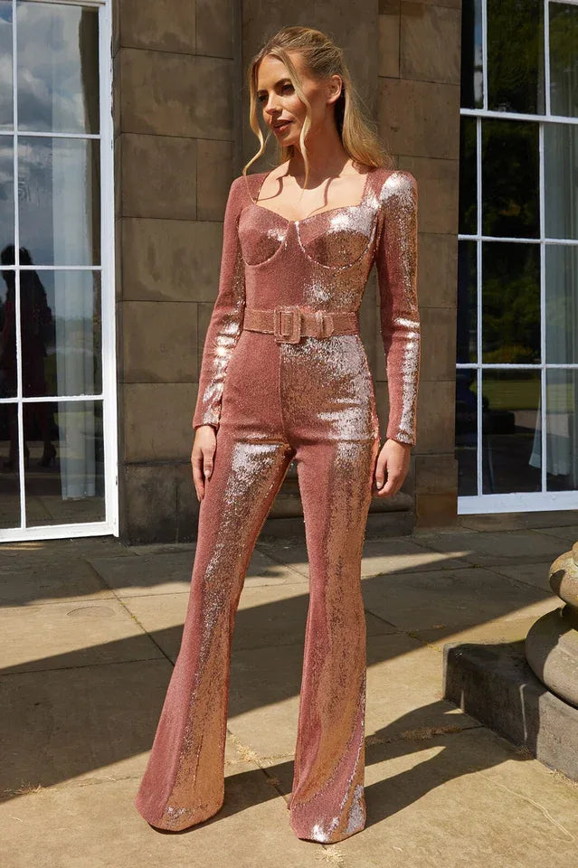 Marissa Sequin Jumpsuit - View 13 | TEVQA