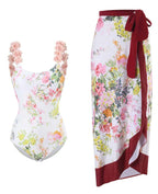 Pink one-piece swimsuit with skirt - View 7 | TEVQA