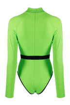 Long sleeve one piece swimsuit with belted waist and mock neck - View 11 | TEVQA