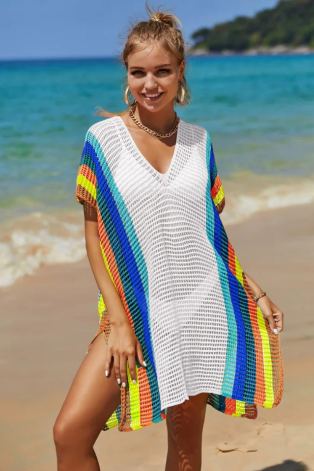 Rainbow Colorblock Crochet Cover Up | Dress In Beauty