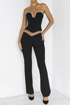 Crystal Embellished Corset and Trouser Set - View 6 | TEVQA