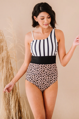 Leopard & Stripes One-Piece Swimsuit | Dress In Beauty
