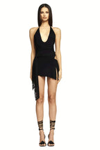 Halter neck mini dress with cut-out detail - View 6 | TEVQA
