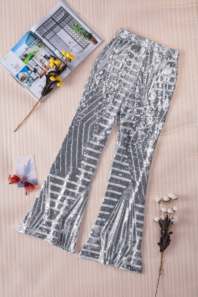Sequin High Rise Flare Pants | Dress In Beauty