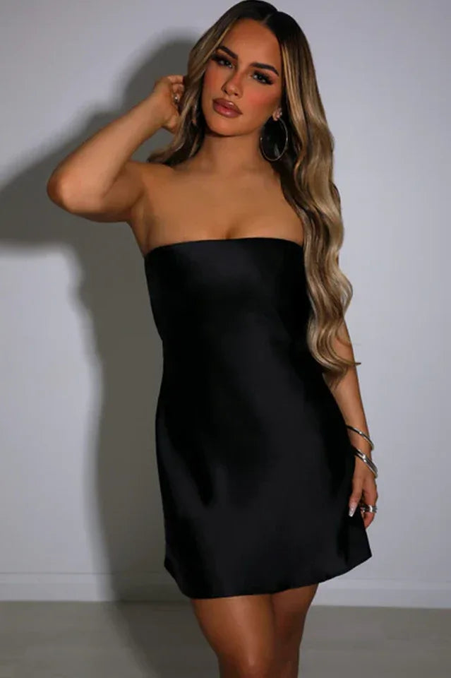 Strapless satin slip dress - View 8 | TEVQA