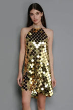 Halterneck Sequin Mini Dress - View 12 | TEVQA