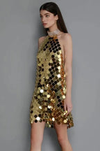 Halterneck Sequin Mini Dress - View 13 | TEVQA