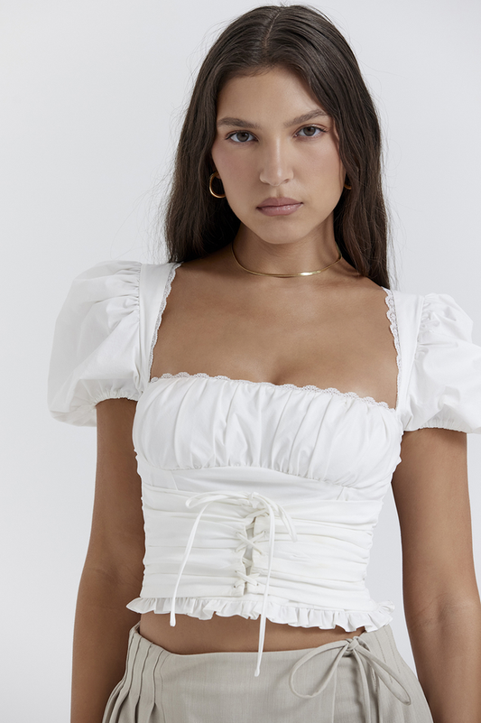 Samaya White Pleated Top | Dress In Beauty