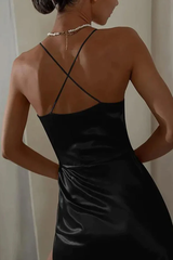 Ruched Trim High Split Cami Midi Dress | Dress In Beauty