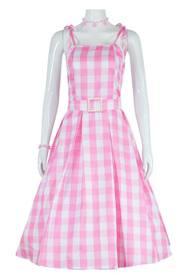 Barbie Movie Margot Pink Plaid Check Dress | Dress In Beauty