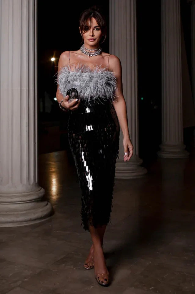 Aleyna Feather Top + Sequin Skirt Set Secondary image