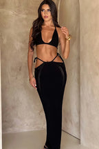 Jia Set crochet knit halter neck top and maxi skirt - View 11 | TEVQA
