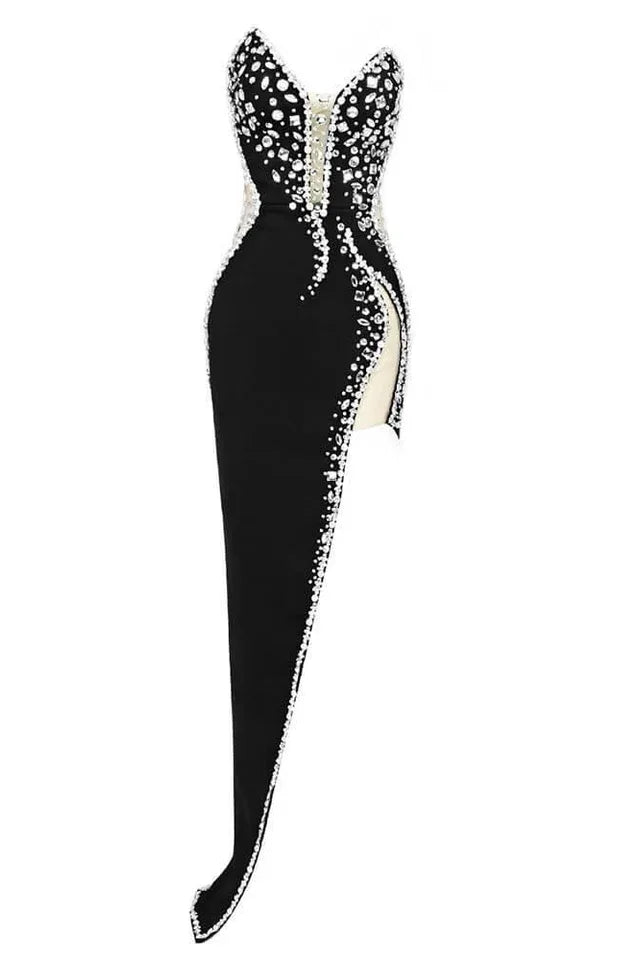Strapless maxi dress with rhinestone embellishments - View 13 | TEVQA