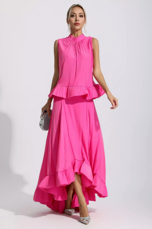 Elaine Pink Sleeveless Ruffle Mermaid Set | Dress In Beauty