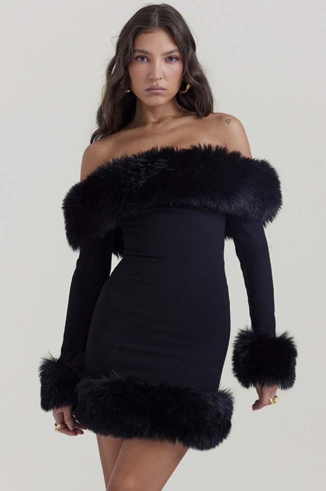 Black Bateau Neck Mini Dress | Dress In Beauty