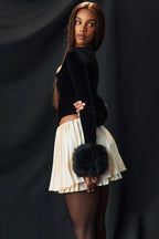 Black velvet corset top with heart neckline and gold zipper - View 10 | TEVQA