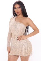 One shoulder sequin mini dress - View 6 | TEVQA