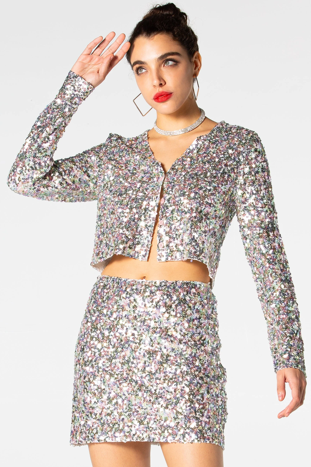 Ezra Silver Sequin Two-Piece Set | Dress In Beauty