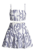 Eyelet lace crop top and flared skirt set - View 8 | TEVQA