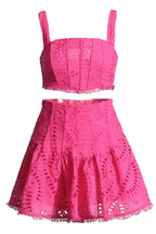 Eyelet lace crop top and flared skirt set - View 7 | TEVQA