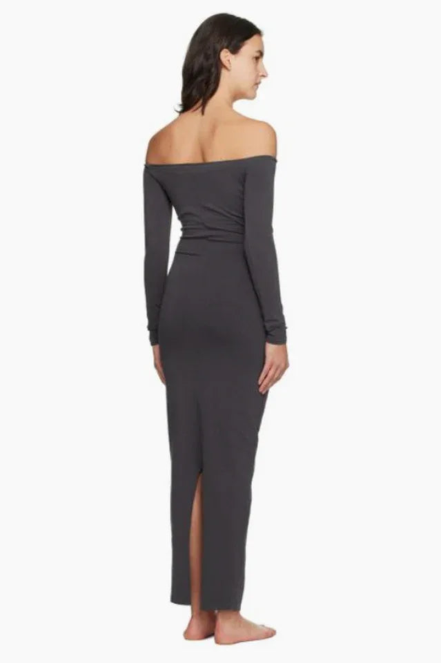 Off-shoulder ribbed knit maxi dress - View 7 | TEVQA