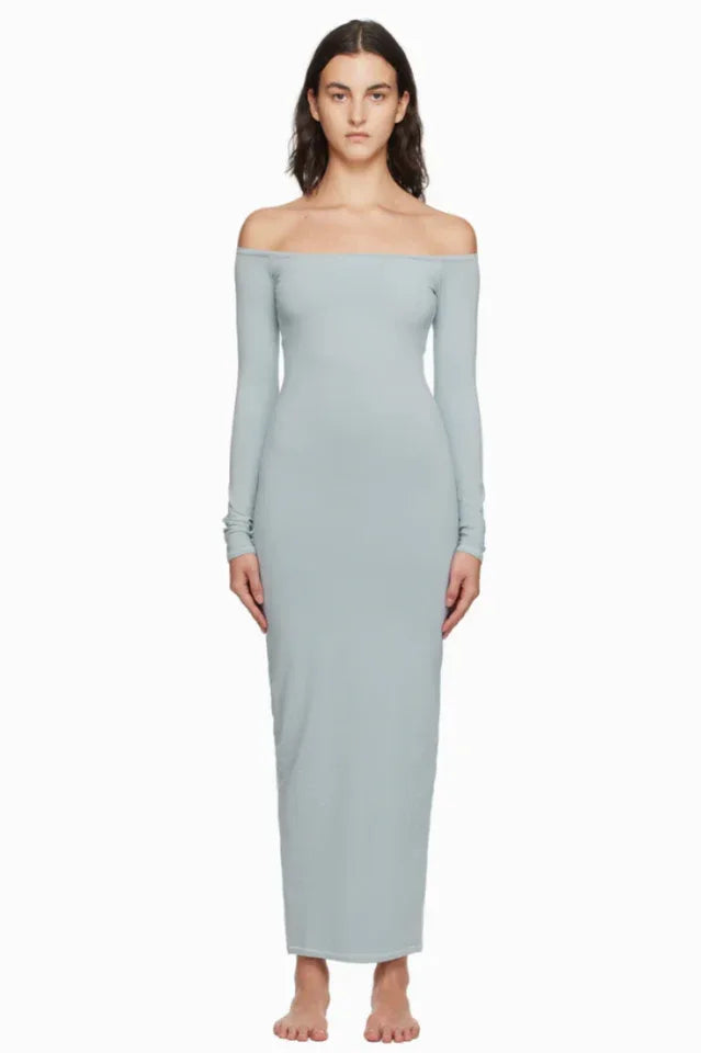 Off-Shoulder Ribbed Knit Maxi Dress Secondary image