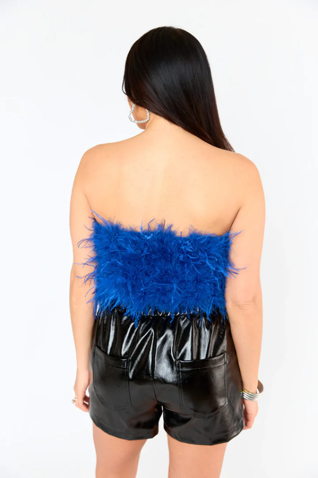 Fancy Strapless Feather Crop Top | Dress In Beauty