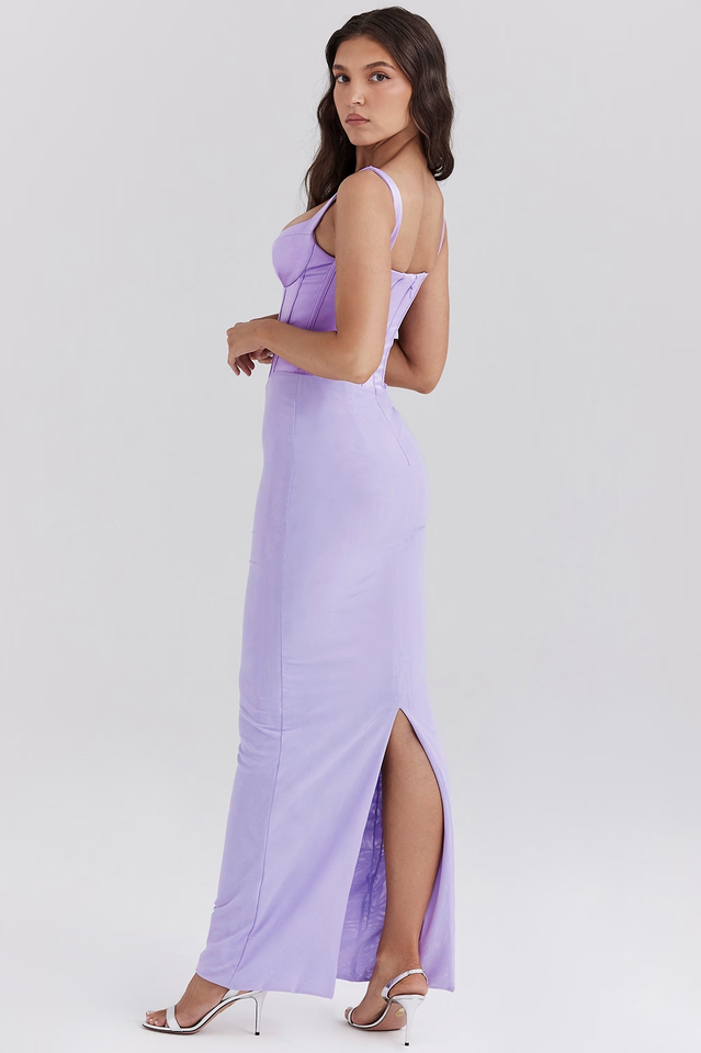 Breeze Orchid Satin Corset Maxi Dress | Dress In Beauty