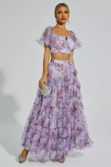 Braylee Purple Floral Ruched Set | Dress In Beauty
