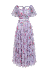 Braylee Purple Floral Ruched Set | Dress In Beauty