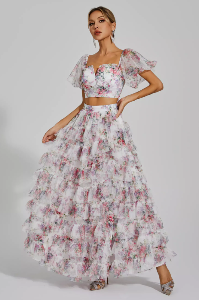 Braylee Purple Floral Ruched Set | Dress In Beauty