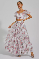 Braylee Purple Floral Ruched Set | Dress In Beauty