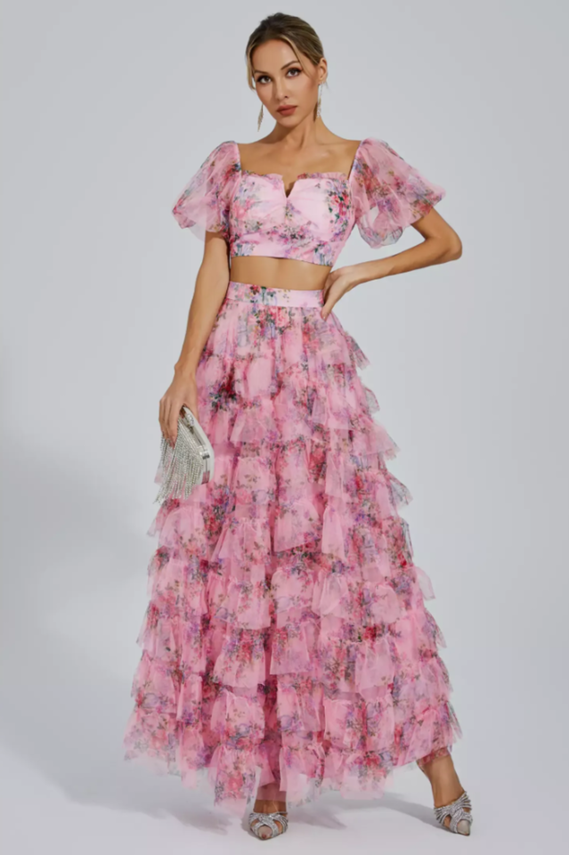 Braylee Purple Floral Ruched Set | Dress In Beauty