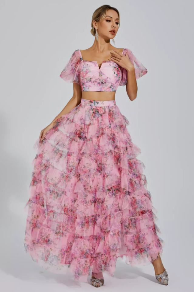 Braylee Purple Floral Ruched Set | Dress In Beauty